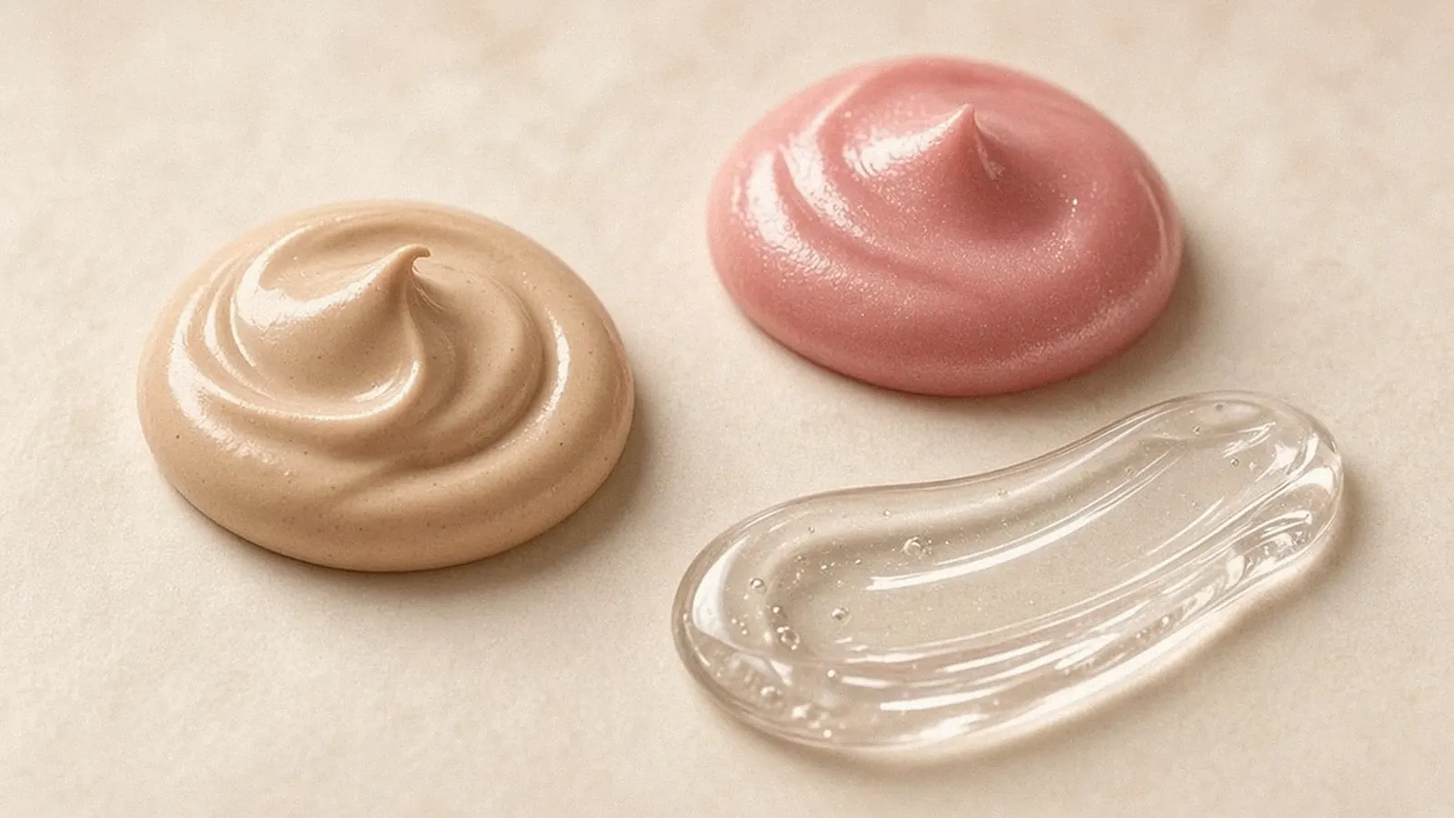 Tekstur gel jernih dan krim di atas permukaan krim